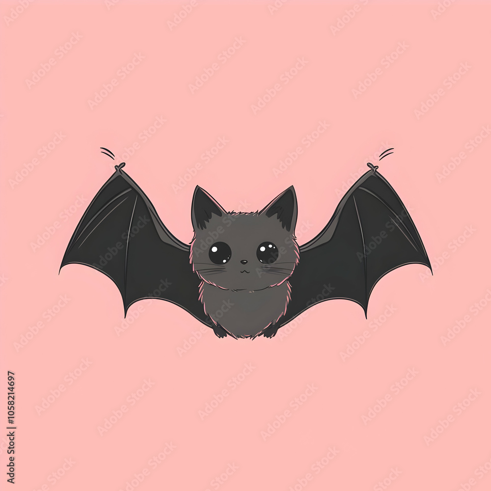 Cute Bat Illustration on a Pink Background Cute Bat Illustration on a Pink Background
