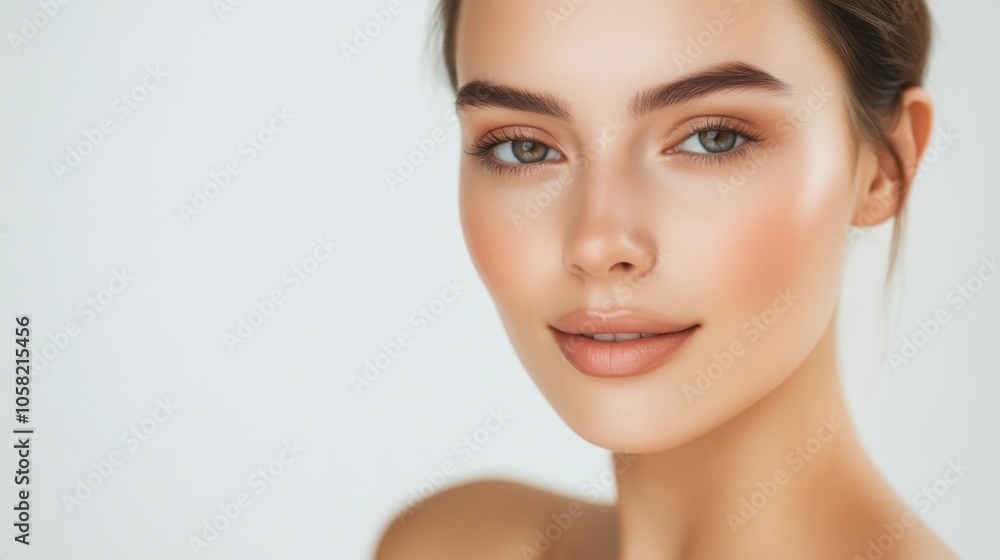 Beautiful Woman Portrait - Close Up Face with Soft Smile Beautiful Woman Portrait - Close Up Face with Soft Smile