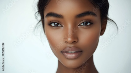 Close-up Portrait of a Beautiful Woman with Natural Makeup