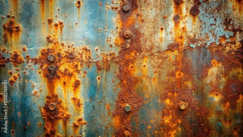 A weathered metal surface, showcasing the intricate patterns of rust and oxidation, revealing a history of time and elements.