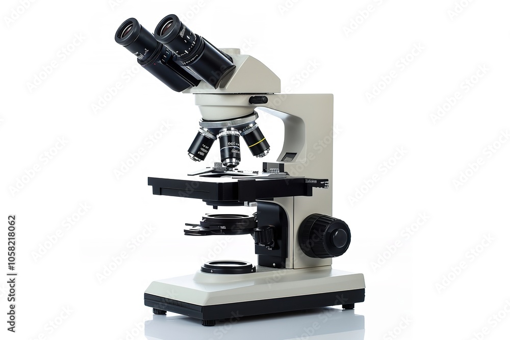 Isolated microscope on a white background. Generative Ai Isolated microscope on a white background. Generative Ai