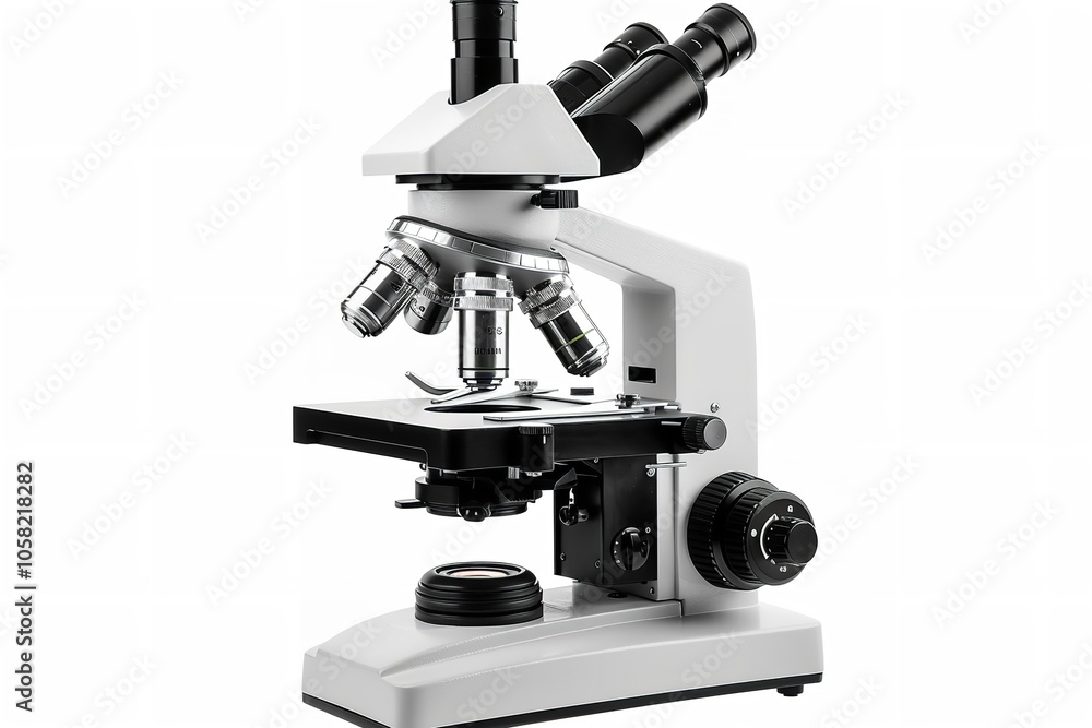 Isolated microscope on a white background. Generative Ai Isolated microscope on a white background. Generative Ai