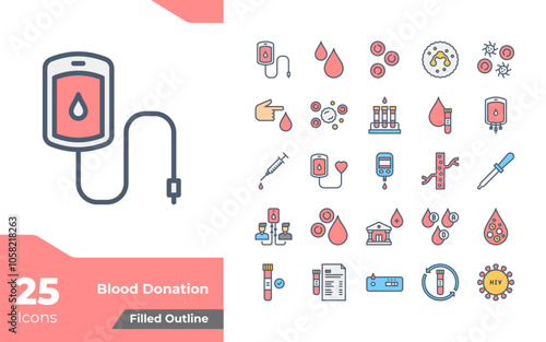 Blood Donation Filled Color Icons