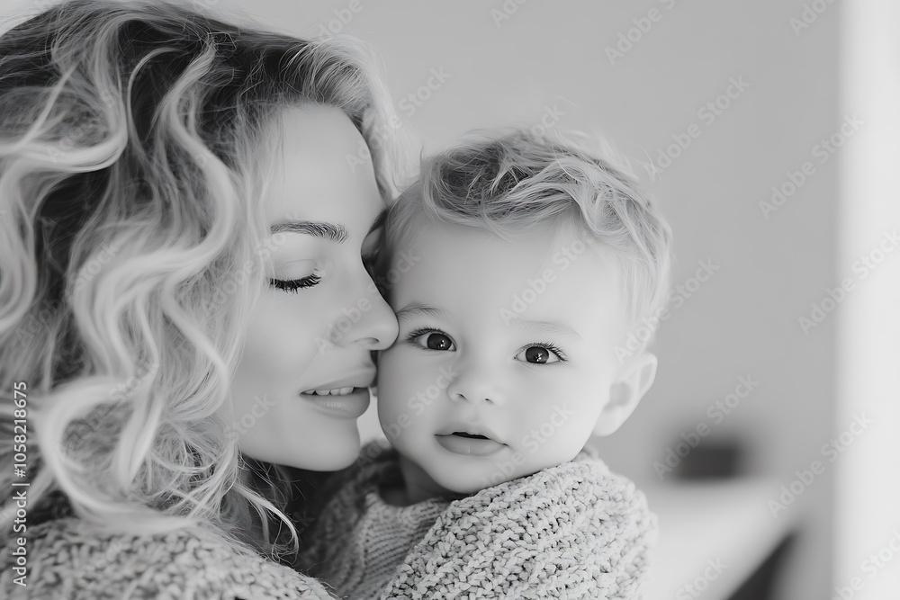A heartwarming moment captured as a beautiful mother lovingly gazes into her sons eyes, showcasing the deep bond between parent and child. A heartwarming moment captured as a beautiful mother lovingly gazes into her sons eyes, showcasing the deep bond between parent and child.