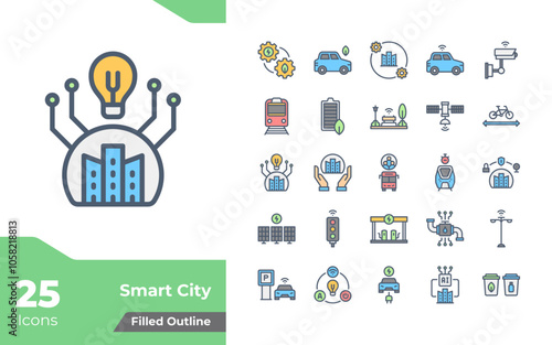 Smart City Filled Color Icons