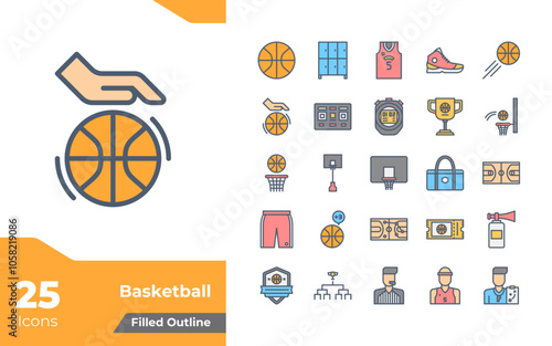 Basketball Filled Color Icons