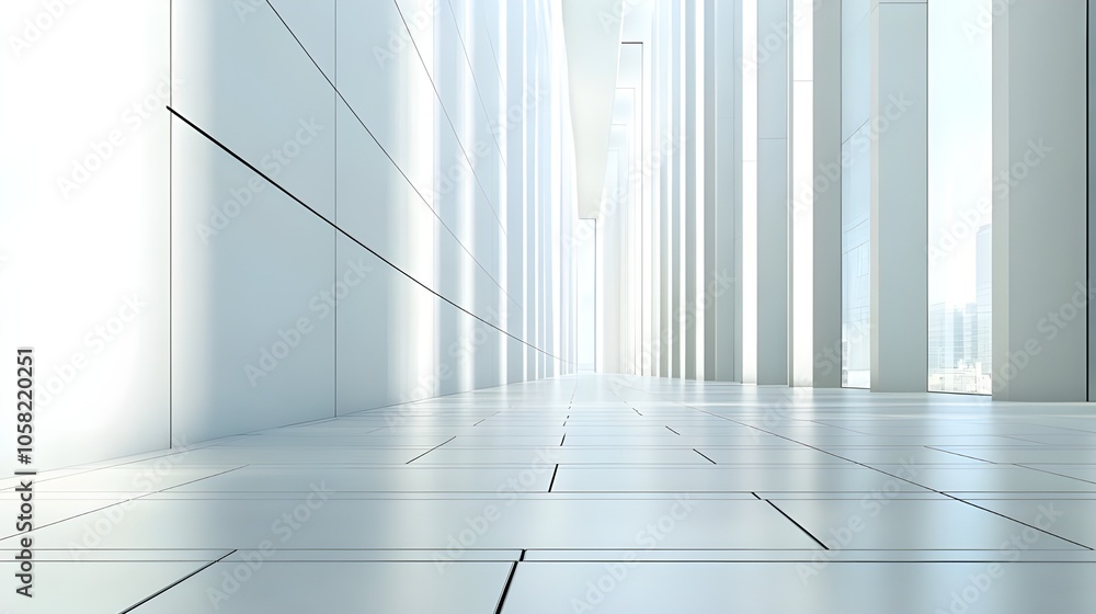 Obraz premium Contemporary Hallway with Smooth White Walls.