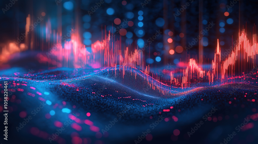 Exploring the stock market concept with digital charts in a fintech-focused blue backdrop Exploring the stock market concept with digital charts in a fintech-focused blue backdrop