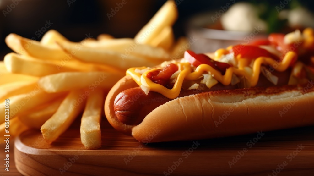 Hot Dog with Mustard and Chili Hot Dog with Mustard and Chili