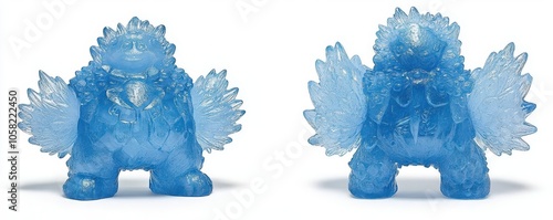 Cute blue creature figurine with detailed wings, perfect for collectibles, toys, or decorative purposes.