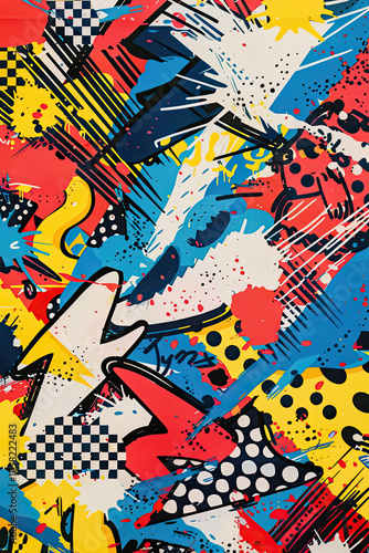 Retro Pop Art with Fiery Colors, Bold Expressions, and Vintage Comic Grid