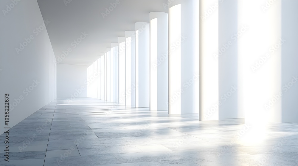 Serene Hall with White Columns. Serene Hall with White Columns.