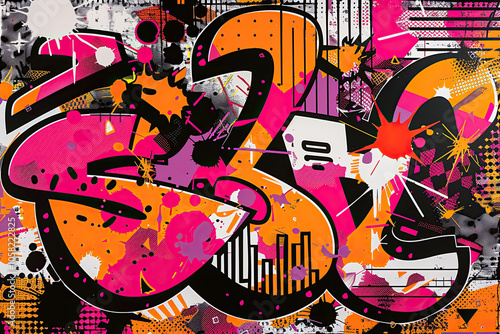 Obraz na płótnie Exaggerated Pop Art Symbols with Pixel Patterns and Intense Color Contrast w salonie