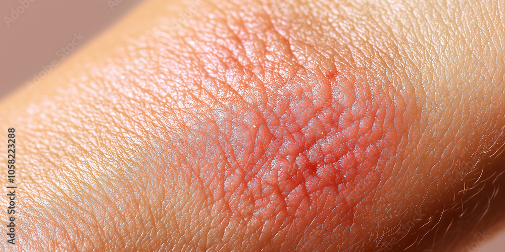 Fototapeta premium Skin showing an irritation, redness, and swelling on arm