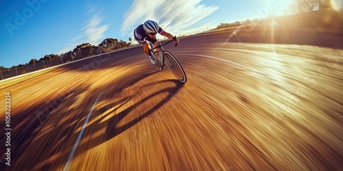 Blurred Motion of Cyclist on a Velodrome Track photo