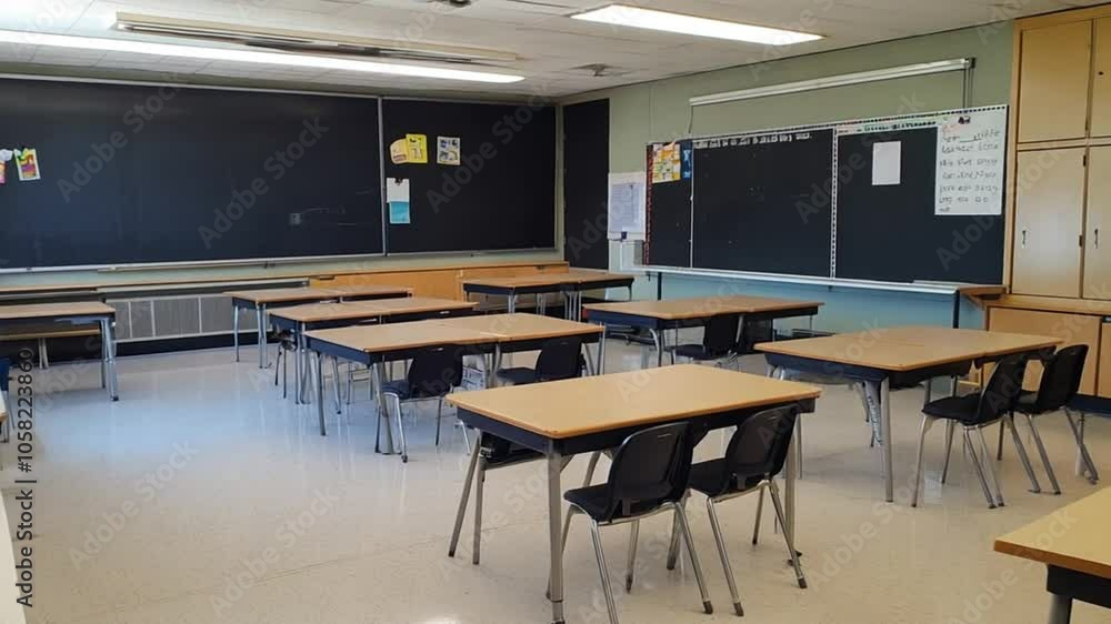 Empty classroom in school, Animation empty school or university ...