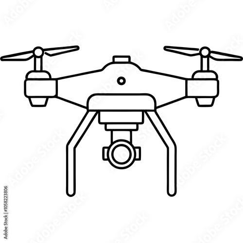 drone-camera-line-art-vector.Drone, Photography, Camera line icon.Drone with camera. Icon for design. Easily editable.Drone Record Line Icon Editable Stroke