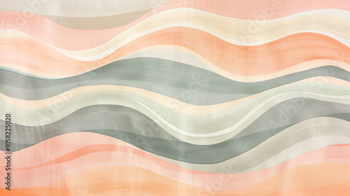 Abstract wavy pattern in warm pastel colors, minimalist modern design background