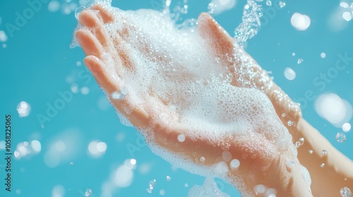 Close-up of Hands Covered in Soapy Suds