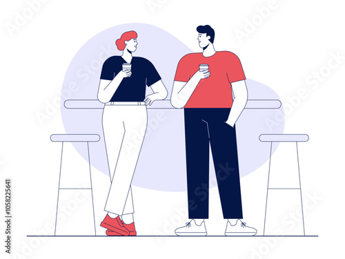 Two friends talking with each other. Friendship illustration. Flat vector illustration.