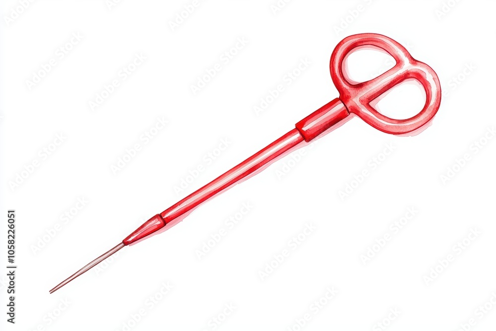 Red sewing tool on white isolated background, ideal for crafting and textile projects. Red sewing tool on white isolated background, ideal for crafting and textile projects.