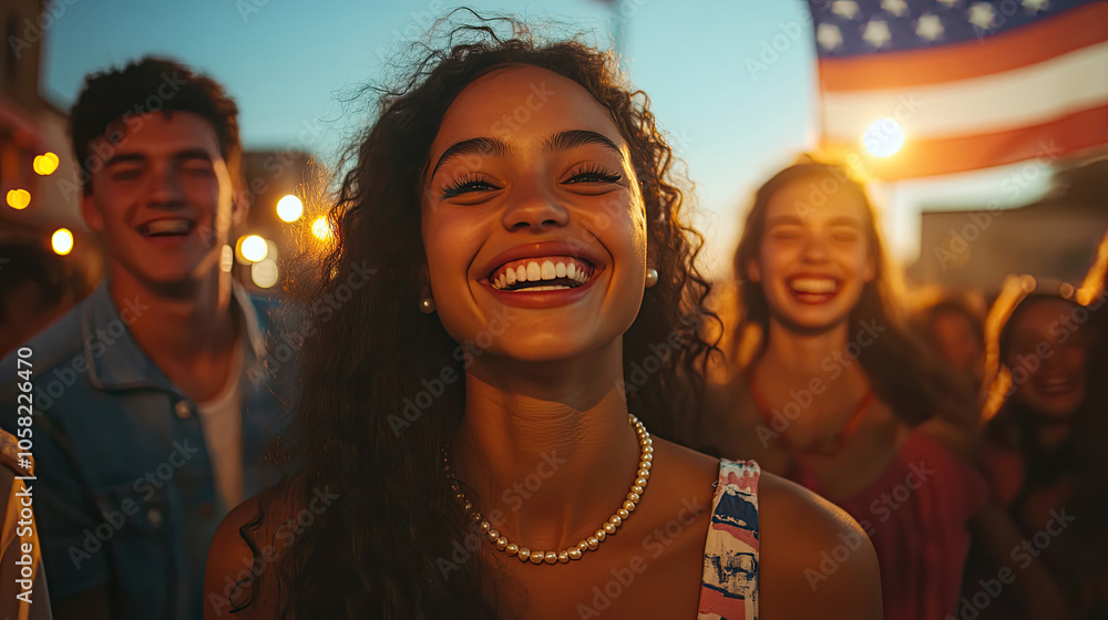 Obraz premium On election day in the United States, women cheered excitedly