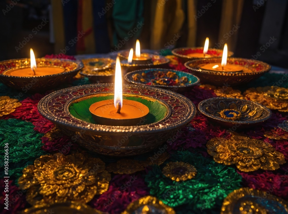 The festive allure of Diwali captured in the vibrant lights of diyas and the joy of coming together The festive allure of Diwali captured in the vibrant lights of diyas and the joy of coming together