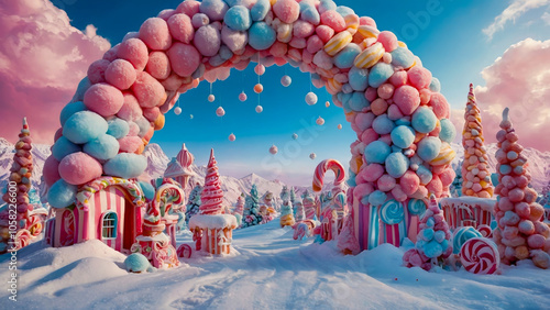 AI-generated images of Christmas cotton candy wonderland  photo