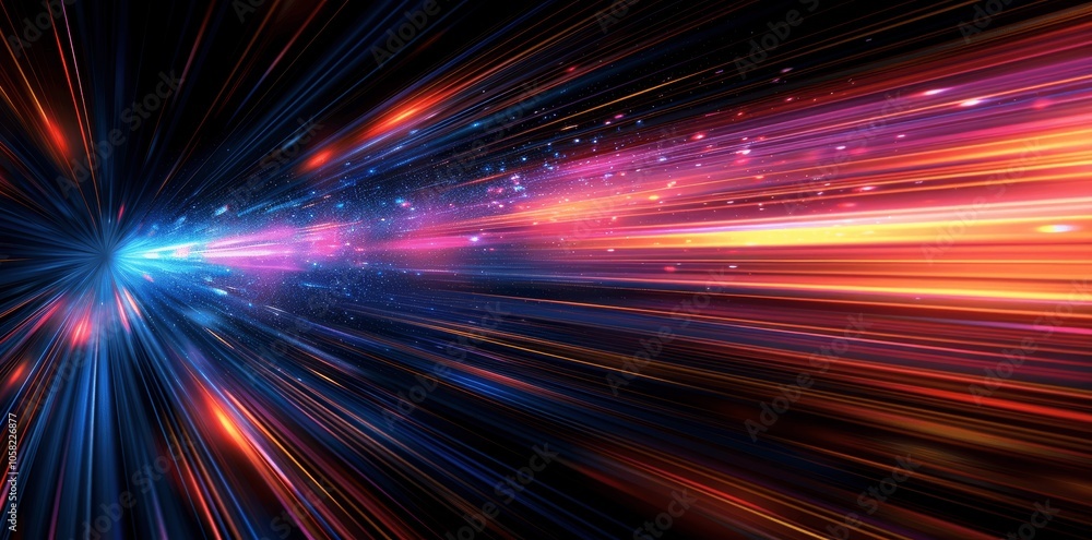 Vibrant Digital Light Trails in High-Tech Dark Background with Blue and Orange Streaks Vibrant Digital Light Trails in High-Tech Dark Background with Blue and Orange Streaks