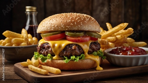 burger and fries