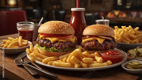 burger and fries