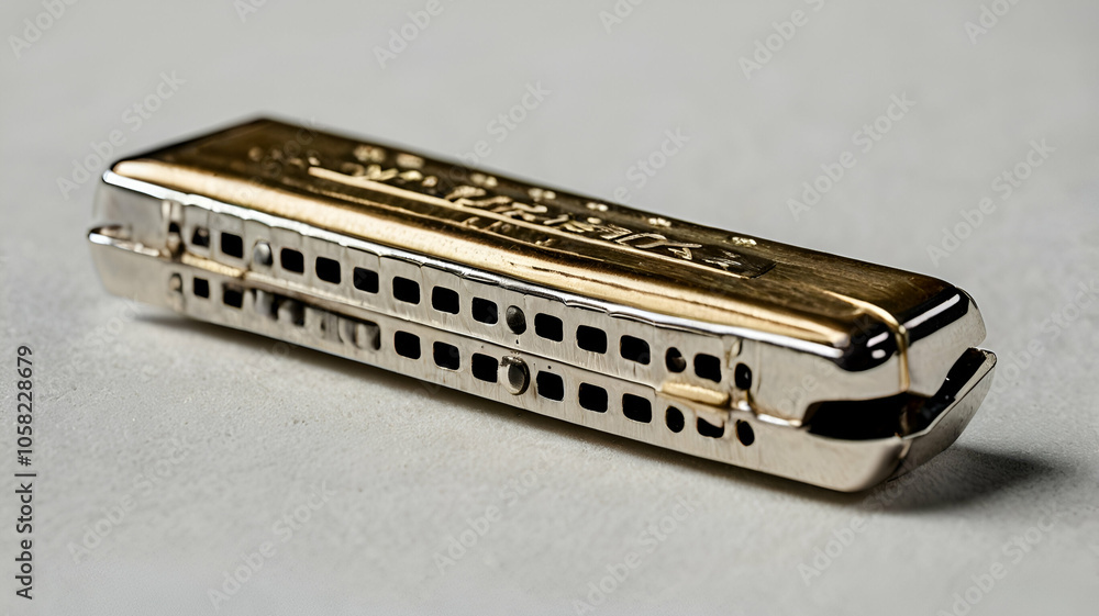 Harmonica the musical instrument on white Harmonica the musical instrument on white