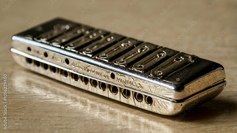 Harmonica the musical instrument on white Harmonica the musical instrument on white