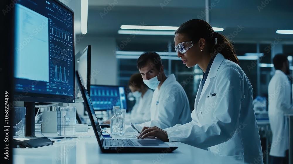 Focused Scientist Working in a Modern Laboratory Focused Scientist Working in a Modern Laboratory