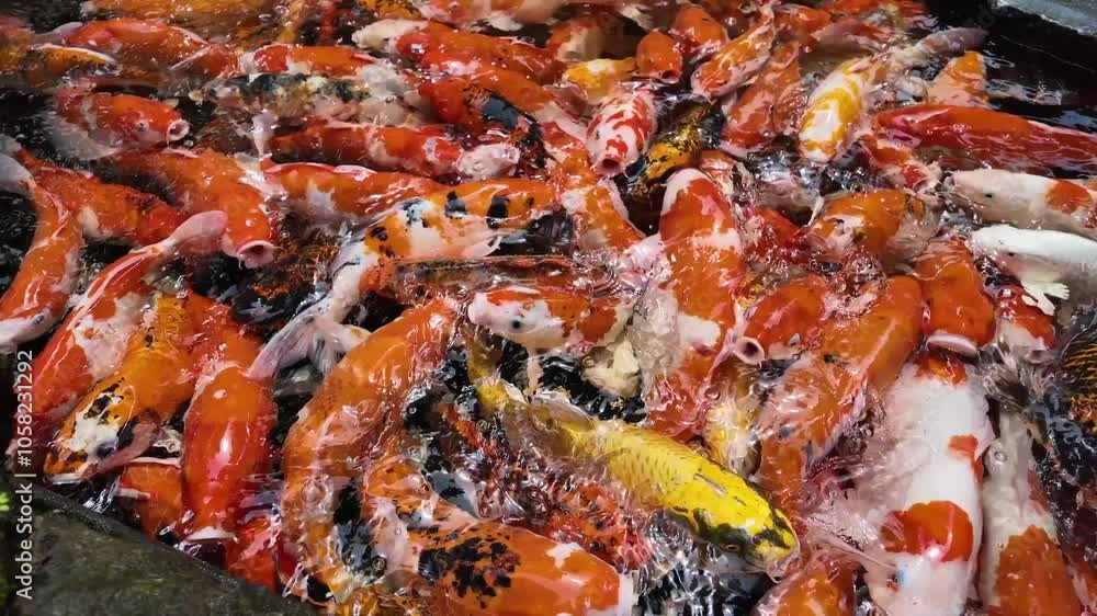 Beautiful koi carp fishes swimming in the fish tank. Beautiful koi carp fishes swimming in the fish tank.