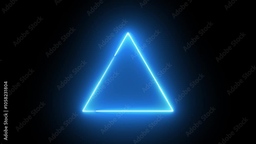 Triangle neon shape blue color with black background, lighting blue effect, glowing blue neon Triangle neon shape blue color with black background, lighting blue effect, glowing blue neon