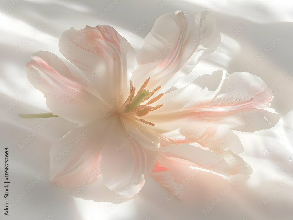 A delicate pastel flower with soft petals, illuminated by gentle light. A delicate pastel flower with soft petals, illuminated by gentle light.