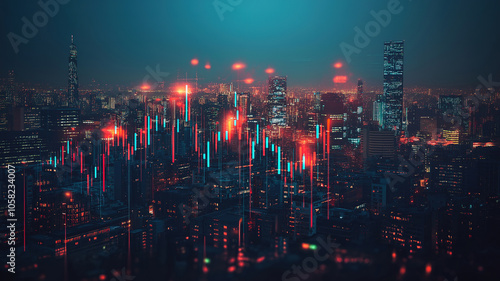 Wallpaper Mural Exploring Investment Opportunities Through Candlestick Indicators and Urban Financial Backdrop Torontodigital.ca