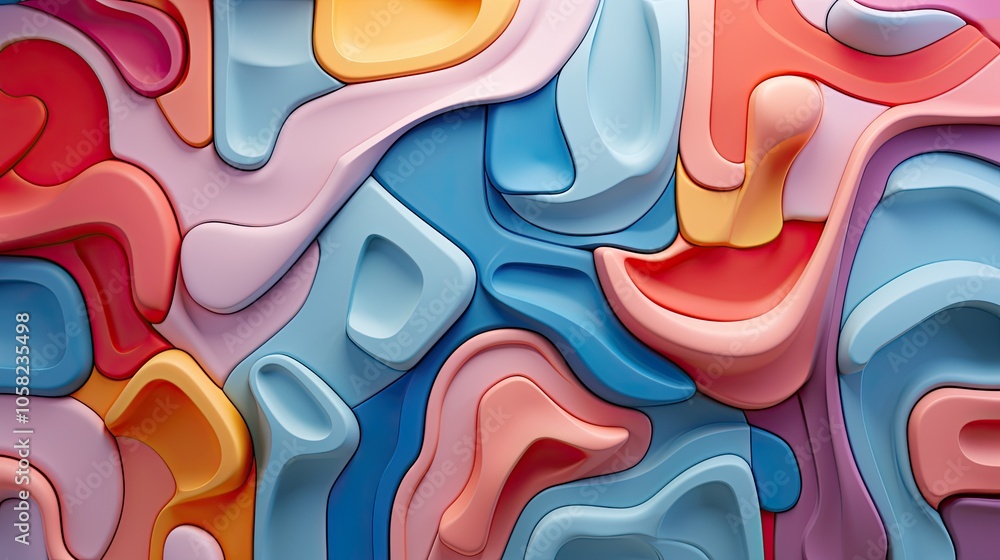 Obraz premium Abstract mosaic pattern with various shapes and sizes, creating a complex and visually engaging design.