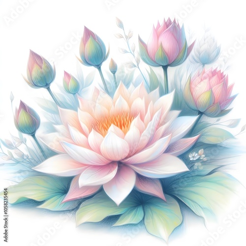 연꽃, 파스텔화 (Lotus, pastel painting)