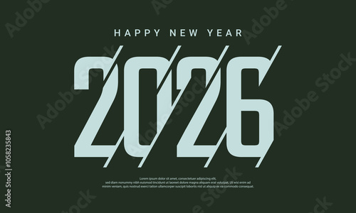 2026 Flat Typography New Year Number Vector Illustration.
