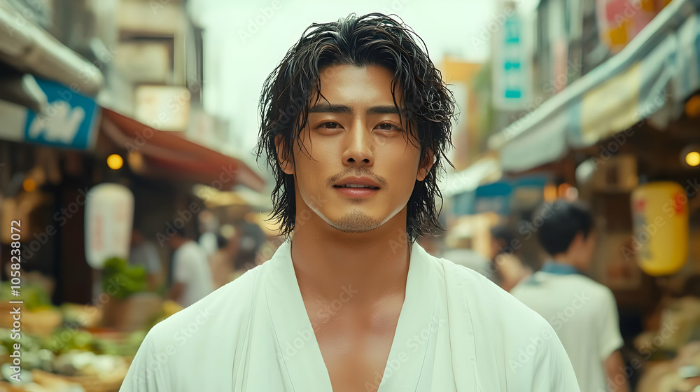 Handsome Japanese Man in Traditional Yukata Photo Handsome Japanese Man in Traditional Yukata Photo