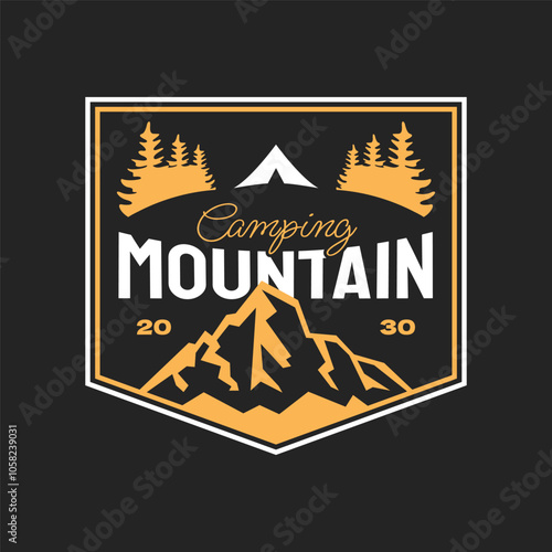 Outdoor Wild Mountain camping adventure badges logos. Patch design outdoor activity. Hipster and vintage style.