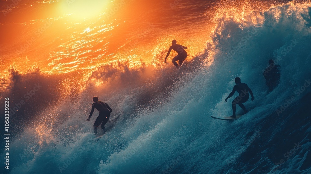 Surfing at Sunset Surfing at Sunset