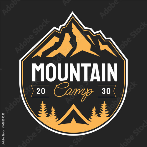 Outdoor Wild Mountain camping adventure badges logos. Patch design outdoor activity. Hipster and vintage style.