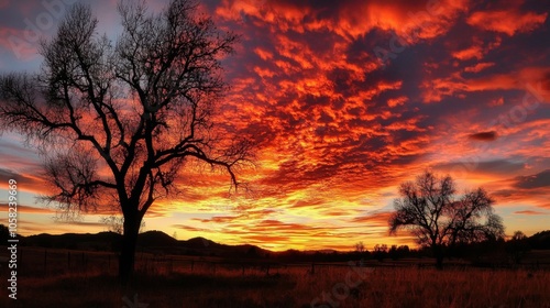 Deep Crimson Sunset with Sky Ablaze