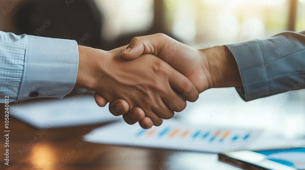 Business Partnership Handshake with Financial Graph Business Partnership Handshake with Financial Graph