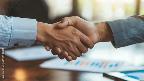 Business Partnership Handshake with Financial Graph