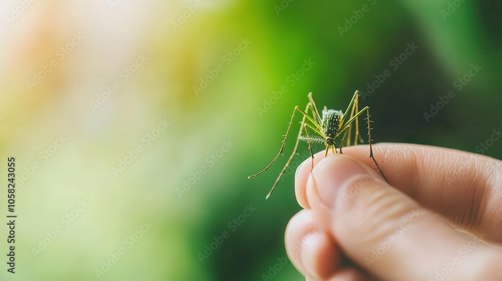 Girl rubbing aloe vera on mosquito bite, green plants in background, natural remedy Girl rubbing aloe vera on mosquito bite, green plants in background, natural remedy