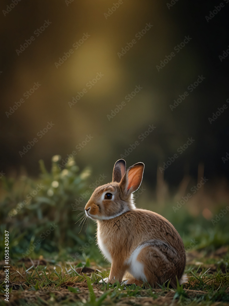 Fototapeta premium A rabbit on a textured grey surface with ample blank space.